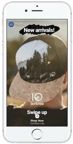 a facebook story ad showing a new collection of hats from tentree